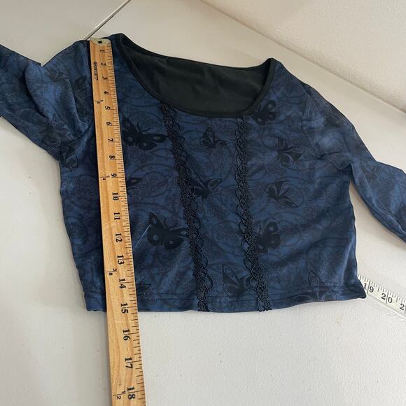 Tim Burton's Corpse Bride Romwe Black Blouse sheer butterfly Medium Whimsigoth - Picture 10 of 15